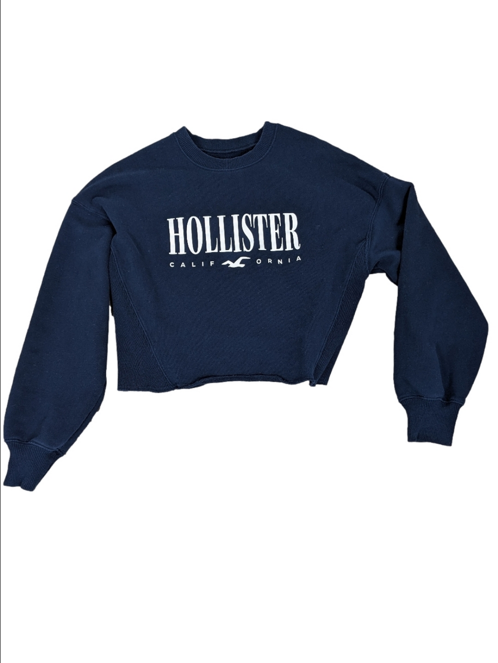 Hollister Navy Blue Cropped Sweatshirt Size medium